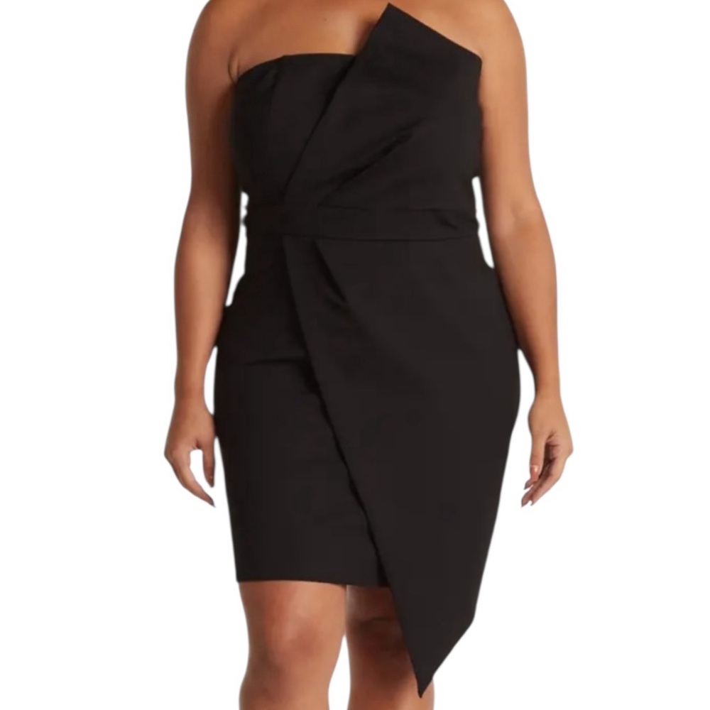 Love by Design Black Strapless Architectural Detail Mini Dress XL